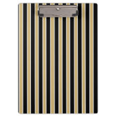 黒と金ゴールドストライプ – 学校の色 クリップボード (正面)