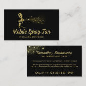 黒と金ゴールドスパークルモバイルタンニングスプレー 名刺 (正面/裏面)