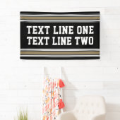 黒と金ゴールドスポーツジャージー – 2行の文字 横断幕 (インサイチュ)