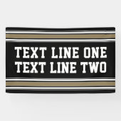 黒と金ゴールドスポーツジャージー – 2行の文字 横断幕 (横)