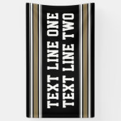 黒と金ゴールドスポーツジャージー – 2行の文字 横断幕 (縦)