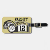 黒と金ゴールドスポーティバレーボール🏐 ラゲッジタグ (正面横)