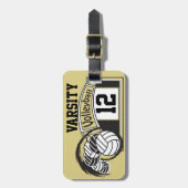 黒と金ゴールドスポーティバレーボール🏐 ラゲッジタグ (正面縦)