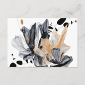 黒と金ゴールドスモークフラワーウェディングRSVP エンクロージャーカード (裏面)