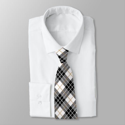 黒と金ゴールドタータンチェック格子首タイ ネクタイ (タイ)