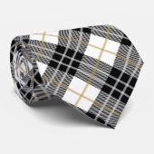 黒と金ゴールドタータンチェック格子首タイ ネクタイ (ロール)