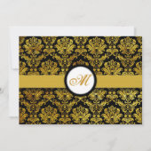 黒と金ゴールドダマスクモノグラム日付カードを保存 セーブザデート (裏面)