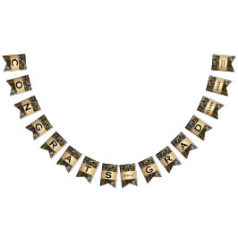 黒と金ゴールドダマスク・ファーンの卒業パーティー バンティングフラッグ