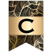 黒と金ゴールドダマスク・ファーンの卒業パーティー バンティングフラッグ (第1の旗)