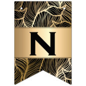 黒と金ゴールドダマスク・ファーンの卒業パーティー バンティングフラッグ (第3の旗)