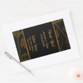 黒と金ゴールドダマスク – ワインラベル大4.5 x 2.7 長方形シール (封筒)