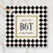黒と金ゴールドチェッカ縁どボ結婚ード フェイバータグ (正面)