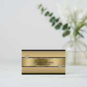 黒と金ゴールドテクスチャ 名刺 (スタンド正面)
