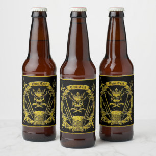 黒と金ゴールドトライバルスタイル ビールラベル