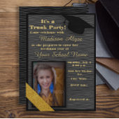 黒と金ゴールドトランクカレッジのパーティー写真 招待状