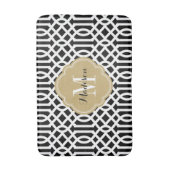 黒と金ゴールドトレリスモノグラム バスマット (正面縦)