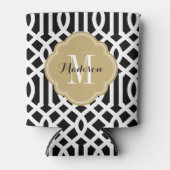 黒と金ゴールドトレリスモノグラム 缶クーラー (正面)