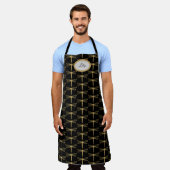 黒と金ゴールドトンボ エプロン (着用した状態)