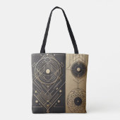 黒と金ゴールドトートのワイヤード(Wired)ジオメトリ形状 トートバッグ (裏面)