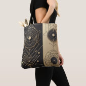 黒と金ゴールドトートのワイヤード(Wired)ジオメトリ形状 トートバッグ (クローズアップ)