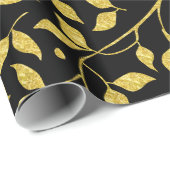 黒と金ゴールドトーンのリースシームレスパターン ラッピングペーパー (ロールコーナー)