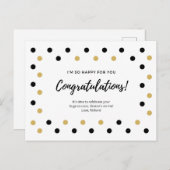 黒と金ゴールドドットおめでとう ポストカード (正面/裏面)