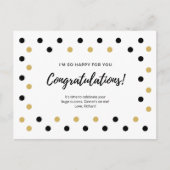 黒と金ゴールドドットおめでとう ポストカード (正面)