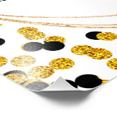 黒と金ゴールドドット赤ちゃんシャワー歓迎サイン フォトプリント            (角)