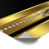 黒と金ゴールドハイヒール誕生日パーティバナー ポスター (角)