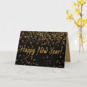 黒と金ゴールドハッピーニューイヤーパーソナライズされたカード カード (黄色い花)