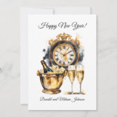 黒と金ゴールドハッピーニューイヤーCalwndar シーズンカード (正面)