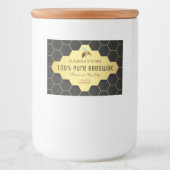 黒と金ゴールドハニカム蜜蝋と蜂蜜 フードラベル (正面)