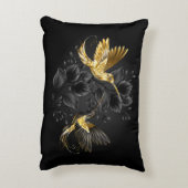 黒と金ゴールドハミングバード アクセントクッション (裏面(縦))