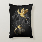 黒と金ゴールドハミングバード アクセントクッション (正面(垂直))