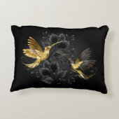 黒と金ゴールドハミングバード アクセントクッション (裏面)
