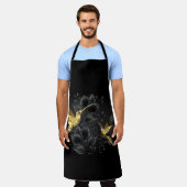 黒と金ゴールドハミングバード エプロン (着用した状態)