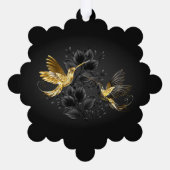 黒と金ゴールドハミングバード オーナメントカード (裏面)