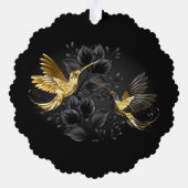 黒と金ゴールドハミングバード オーナメントカード (裏面)