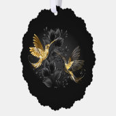 黒と金ゴールドハミングバード オーナメントカード (左)