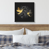 黒と金ゴールドハミングバード キャンバスプリント (インサイチュ (寝室))