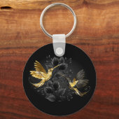 黒と金ゴールドハミングバード キーホルダー (裏面)