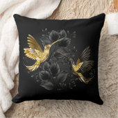黒と金ゴールドハミングバード クッション (ブランケット)