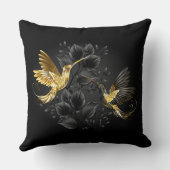 黒と金ゴールドハミングバード クッション (裏面)