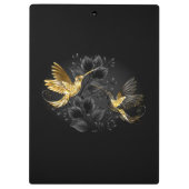黒と金ゴールドハミングバード クリップボード (裏面)