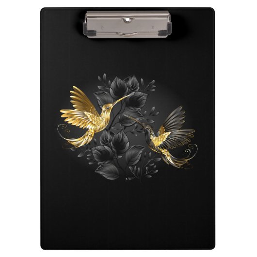 黒と金ゴールドハミングバード クリップボード (正面)