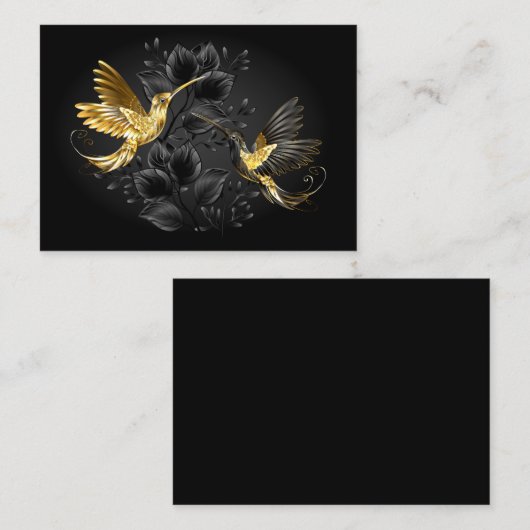 黒と金ゴールドハミングバード コーリングカード (正面/裏面)