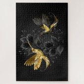 黒と金ゴールドハミングバード ジグソーパズル (縦)