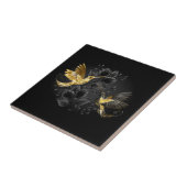 黒と金ゴールドハミングバード タイル (側面)