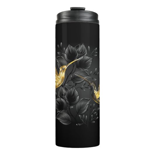 黒と金ゴールドハミングバード タンブラー (正面)