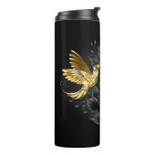 黒と金ゴールドハミングバード タンブラー (回転左)